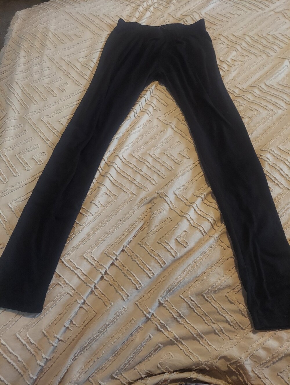 Girls Black Leggings Size 12 | Elastic Waist Solid Black Stretch Pants